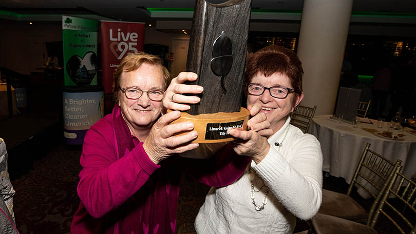 Pictured are members of the Ardpatrick Tidy Towns Committeee celebrating their win, Catherine Herbert and Ann McGrath. Photo by Alan Place