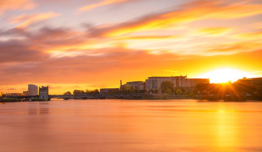 Landscape shot of the River Shannon in Limerick