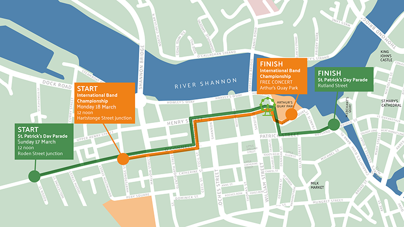 Limerick St. Patrick's Festival 2024 Route Map