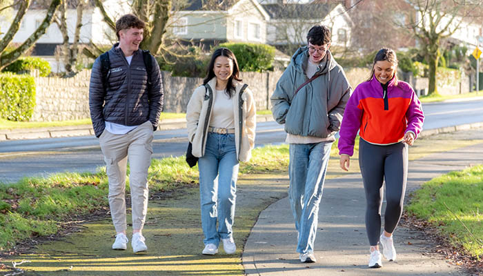 Group of friends walking in Castletroy, Limerick